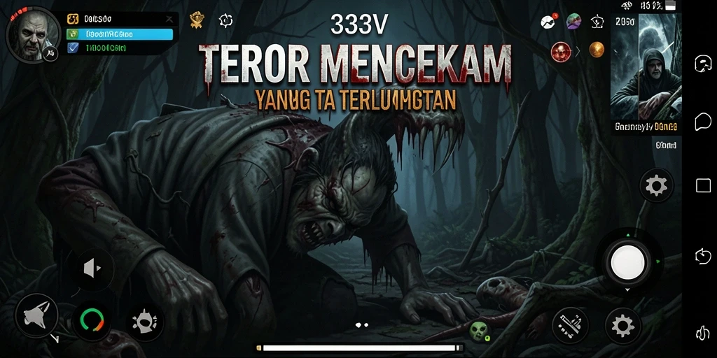 Tampilan gameplay <strong>333V</strong> yang mencekam dan atmosfer horror yang intens.