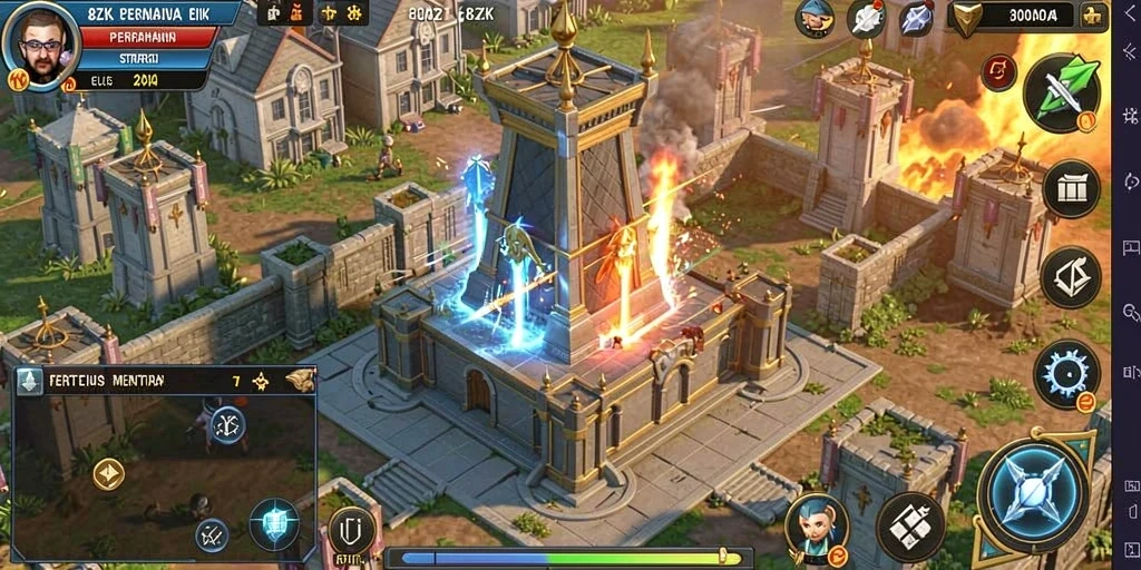 Tampilan menarik dari gameplay menara pertahanan di 8ZK.
