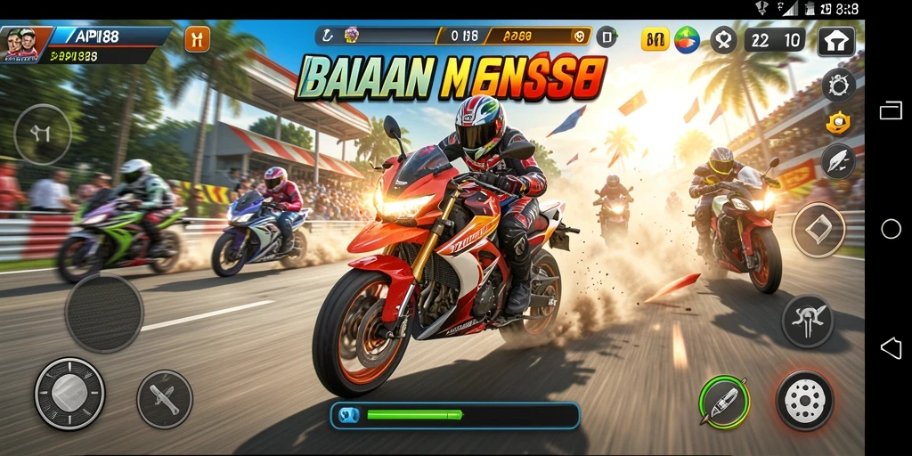 Tampilan gameplay menegangkan dari balapan motor di API88.