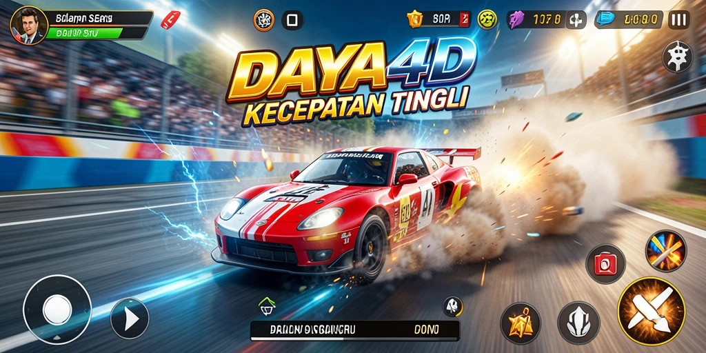 Tangkapan layar utama dari gameplay balap yang mendebarkan di DAYA4D.