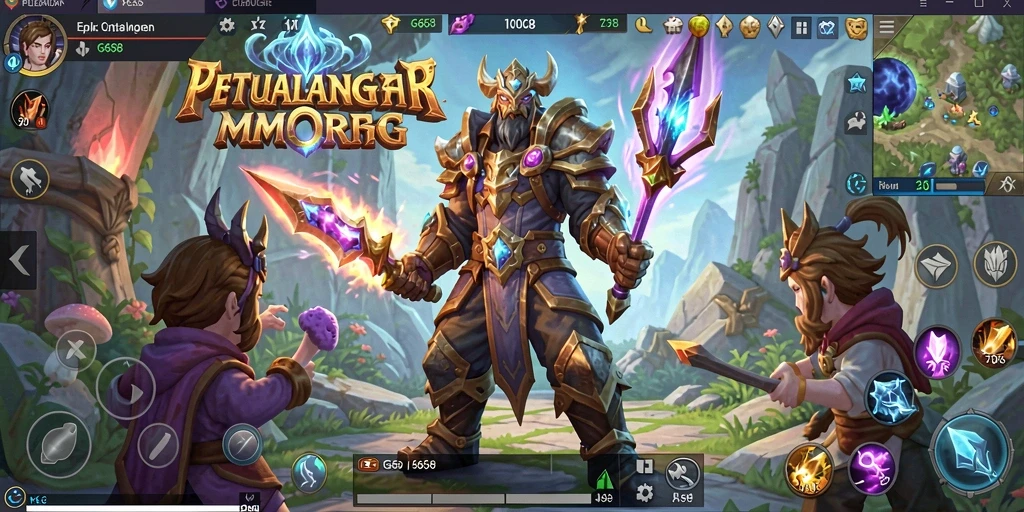 Tangkapan layar gameplay G668 dengan pertarungan mendebarkan di dunia MMORPG.