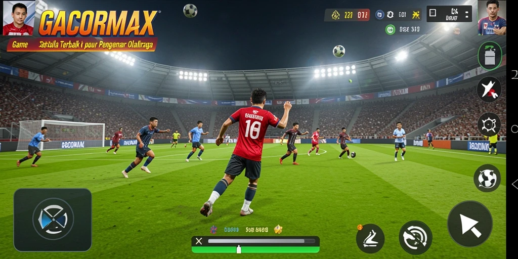 Gameplay GACORMAX dengan aksi seru di lapangan sepak bola.