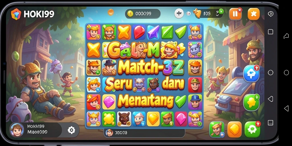 Screenshot HOKI99 menampilkan keseruan gameplay Match-3.