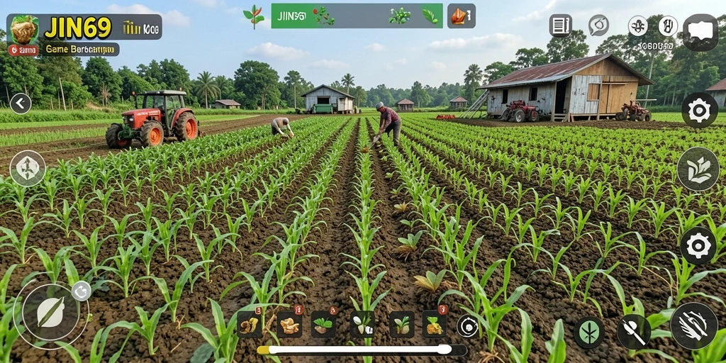 Tampilan gameplay JIN69 yang menarik dan penuh warna dalam bertani.