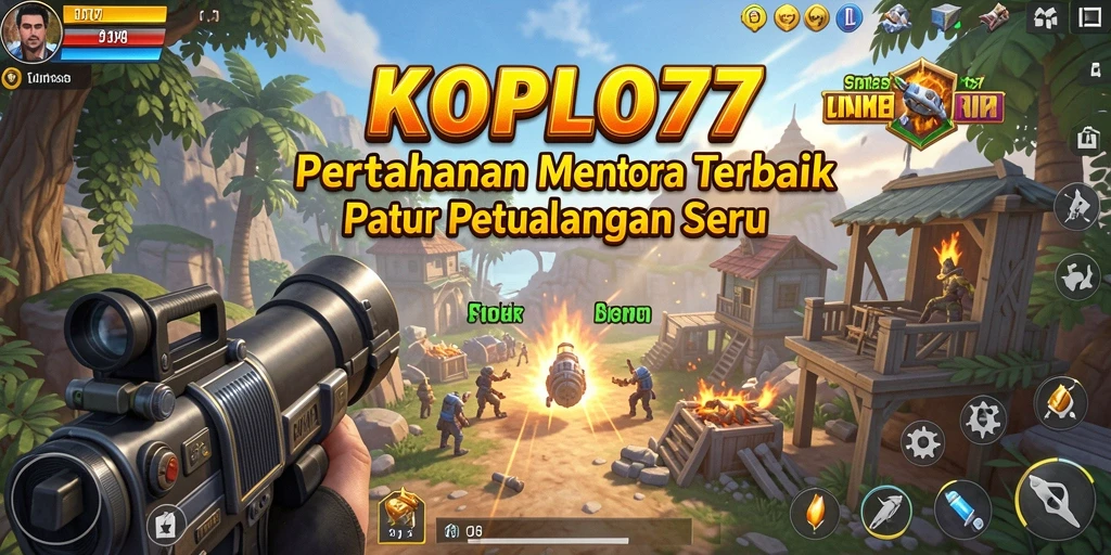Tampilan gameplay menarik dari KOPLO77 yang menunjukkan menara pertahanan beraksi.