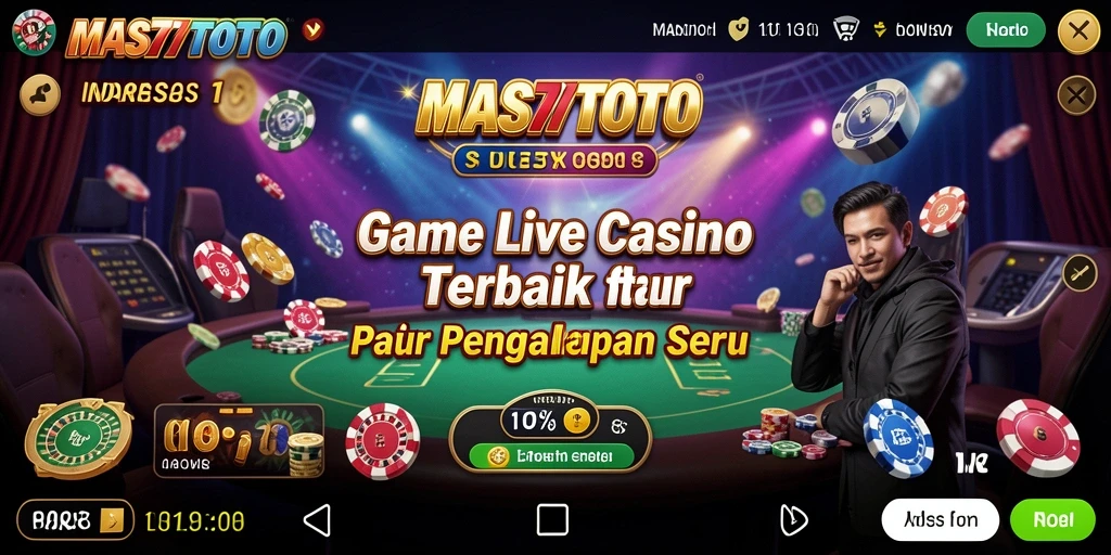 Tampilan screenshot utama MAS77TOTO menampilkan dealer profesional dan suasana kasino yang nyata.