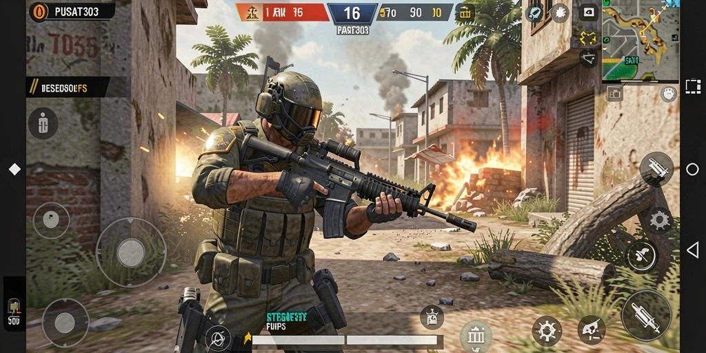 Gameplay intens PUSAT303 dengan aksi tembak-menembak yang mendebarkan.