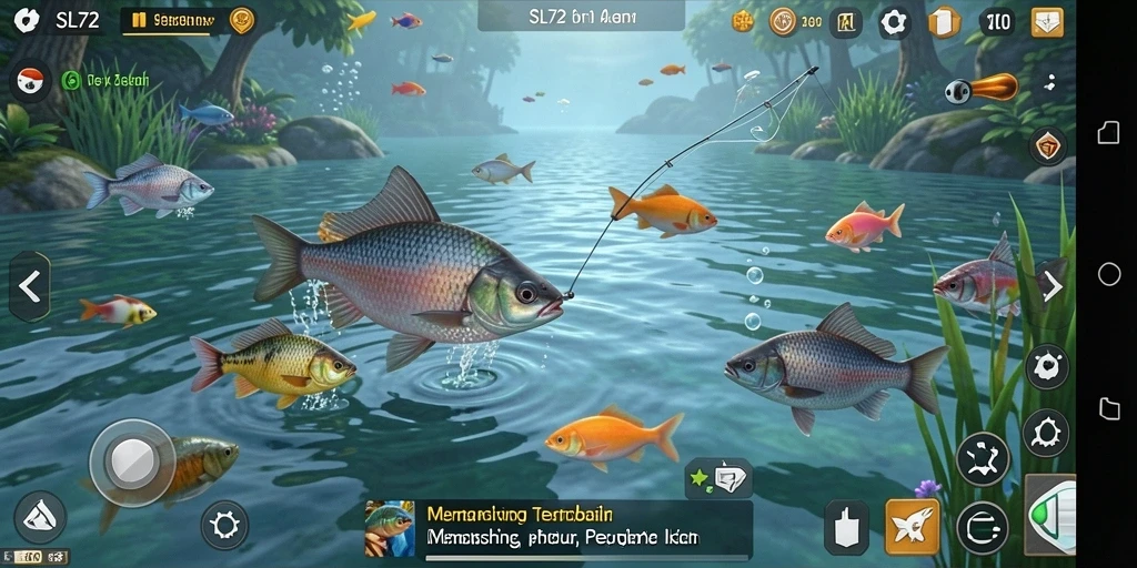 Tampilan menarik gameplay SL72 dengan berbagai ikan yang menanti.