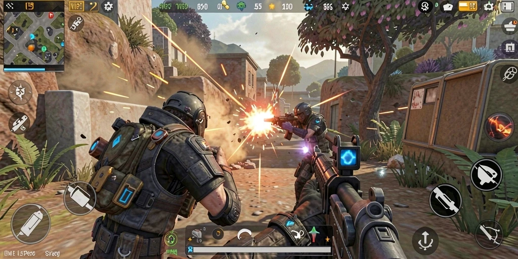 Screenshot gameplay <strong>WG87</strong> menunjukkan aksi tembak-menembak yang mendebarkan.